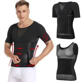 Mens Compression Shirts Abdomen Shapewear Tummy Slimming Sheath Gynecomastia Reducing Corset Waist Trainer Slim Tops