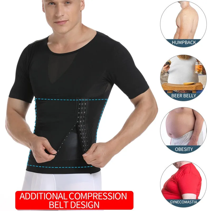 Mens Compression Shirts Abdomen Shapewear Tummy Slimming Sheath Gynecomastia Reducing Corset Waist Trainer Slim Tops