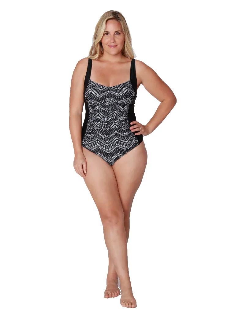 Missy one piece bathing suit in Ziggy print pattern