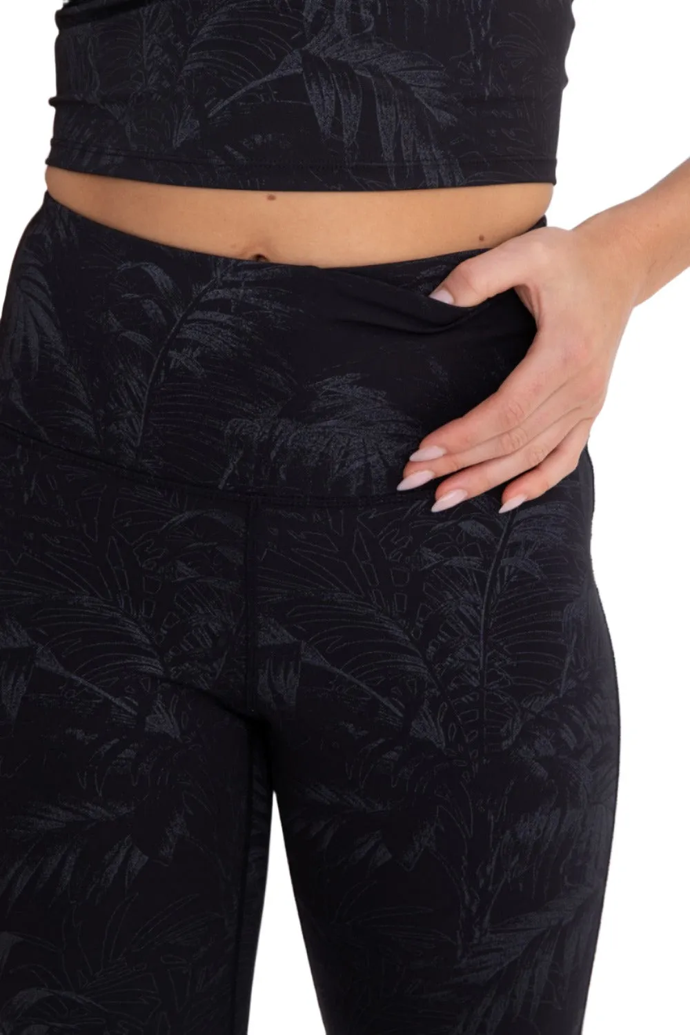 Mono B APH3069 Tropical  Foil Print High-Waisted Leggings