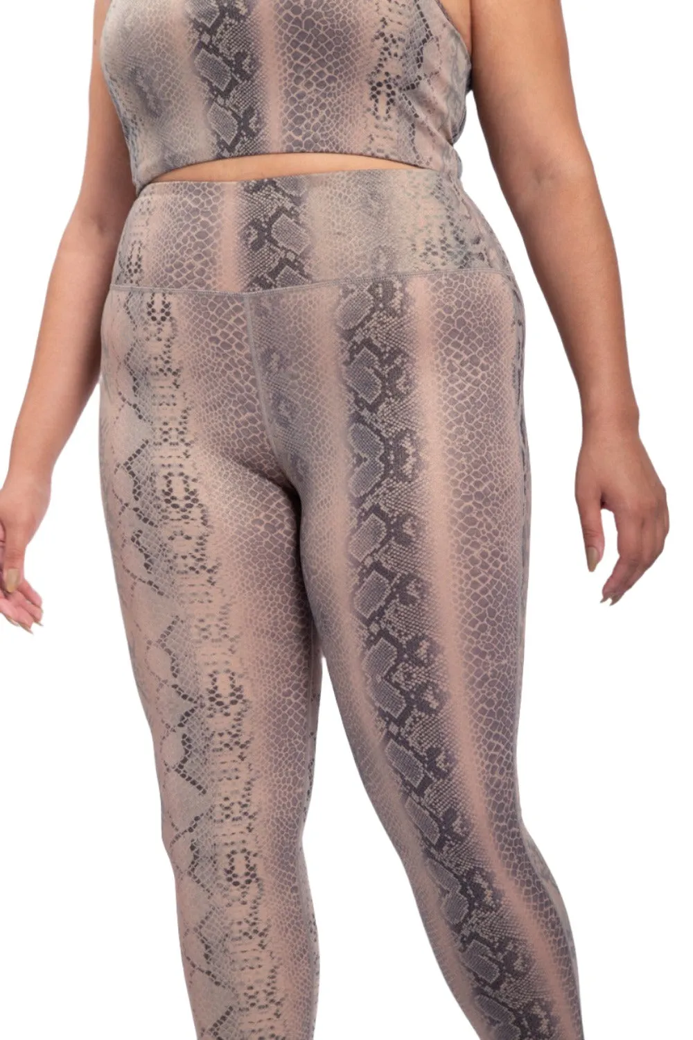 Mono B Shimmer Snake Foil High-Waisted Leggings APH-A0762 and Plus