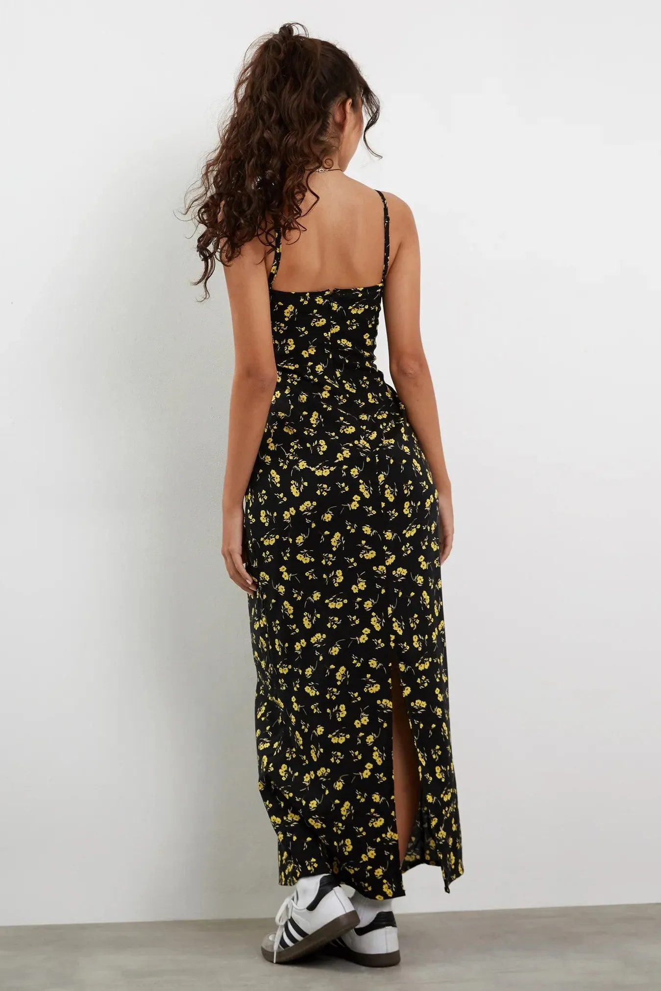 Motel Rocks Kafka Maxi Dress in Buttercup Black and Yellow