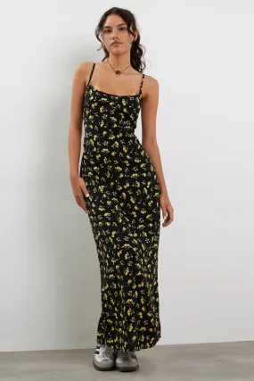 Motel Rocks Kafka Maxi Dress in Buttercup Black and Yellow