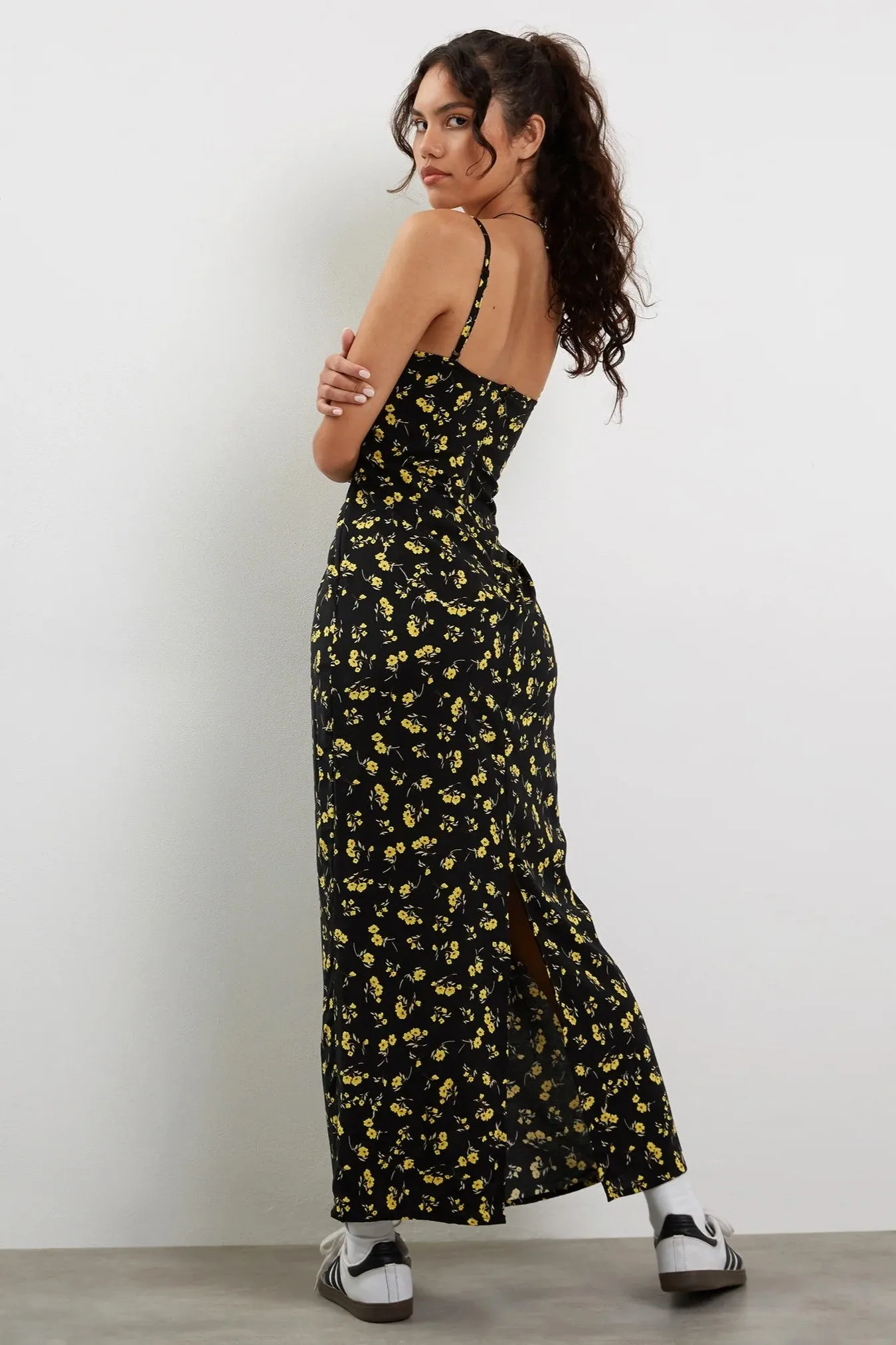 Motel Rocks Kafka Maxi Dress in Buttercup Black and Yellow