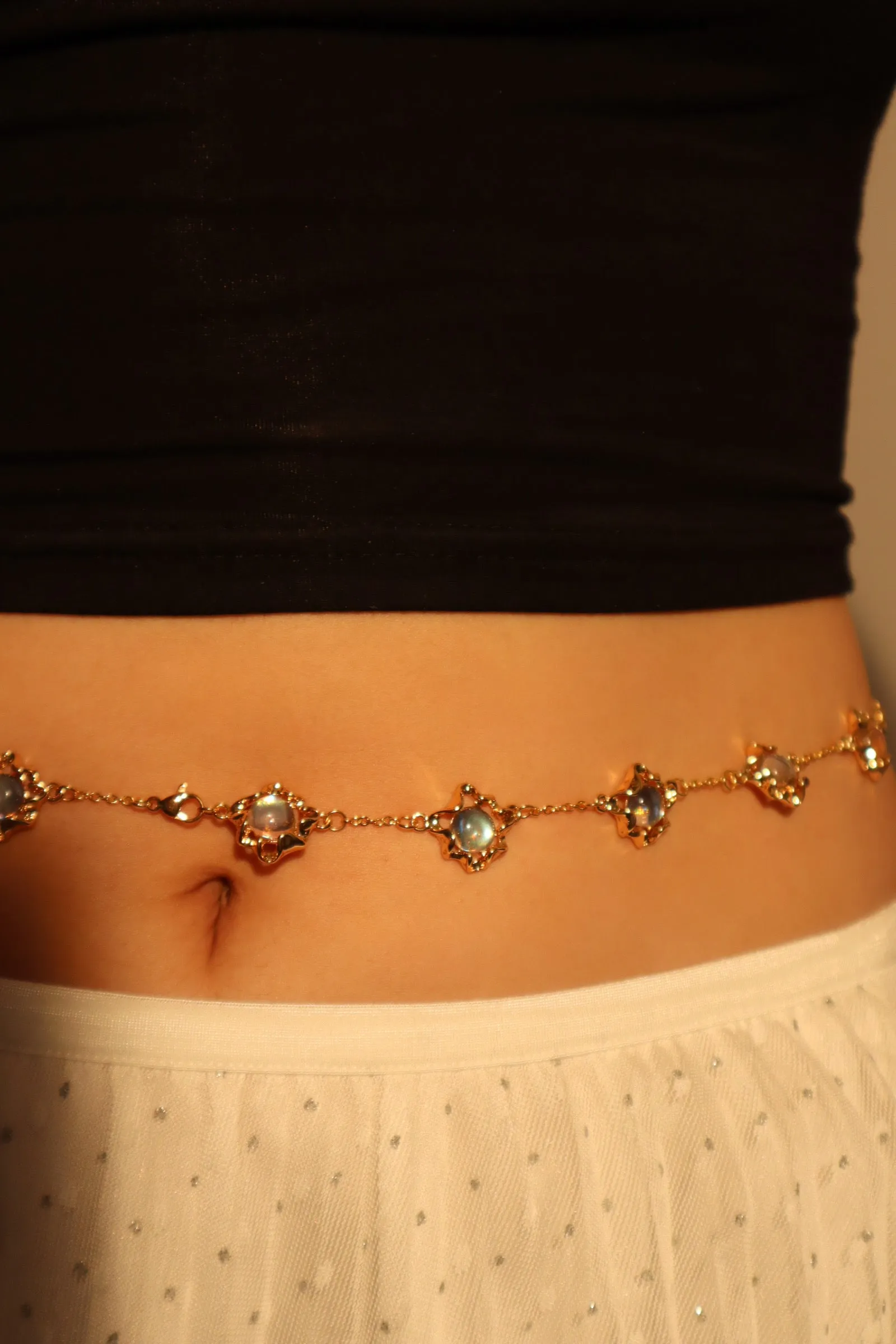 Multi Wearing Moonstones Bracelet Necklace (Waist Chain)