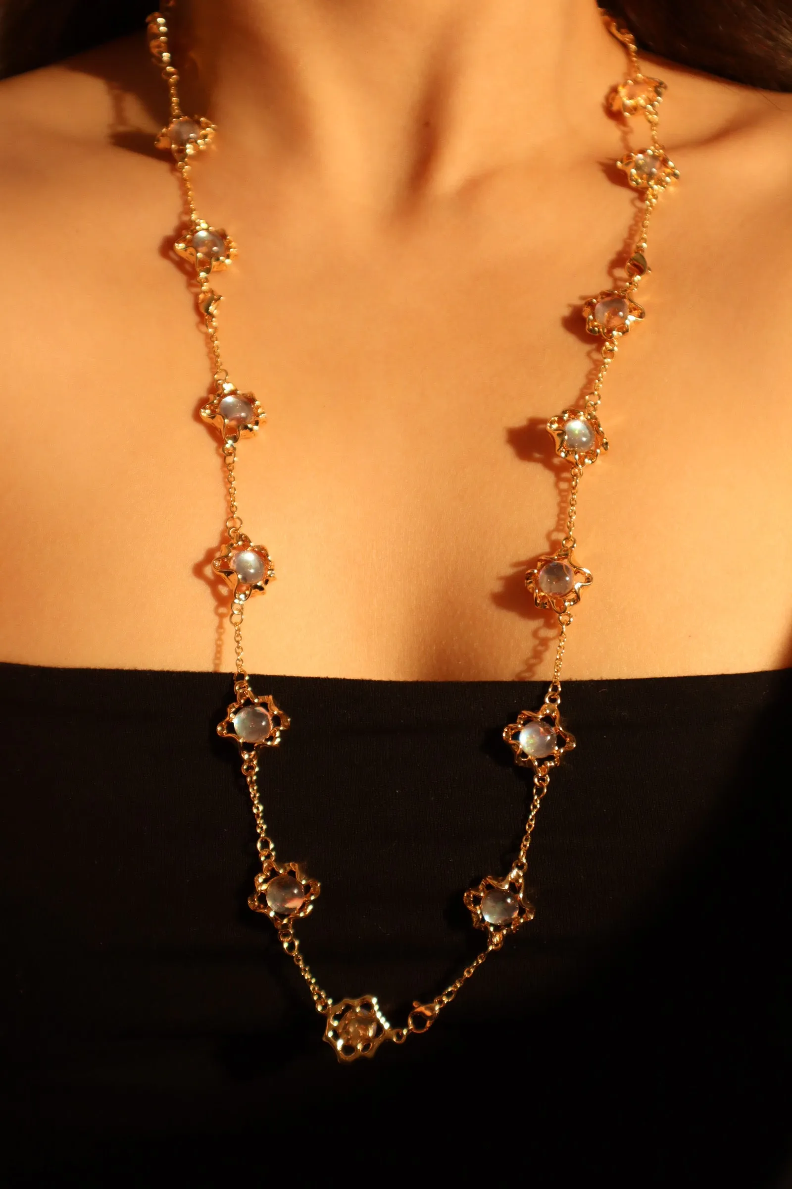 Multi Wearing Moonstones Bracelet Necklace (Waist Chain)