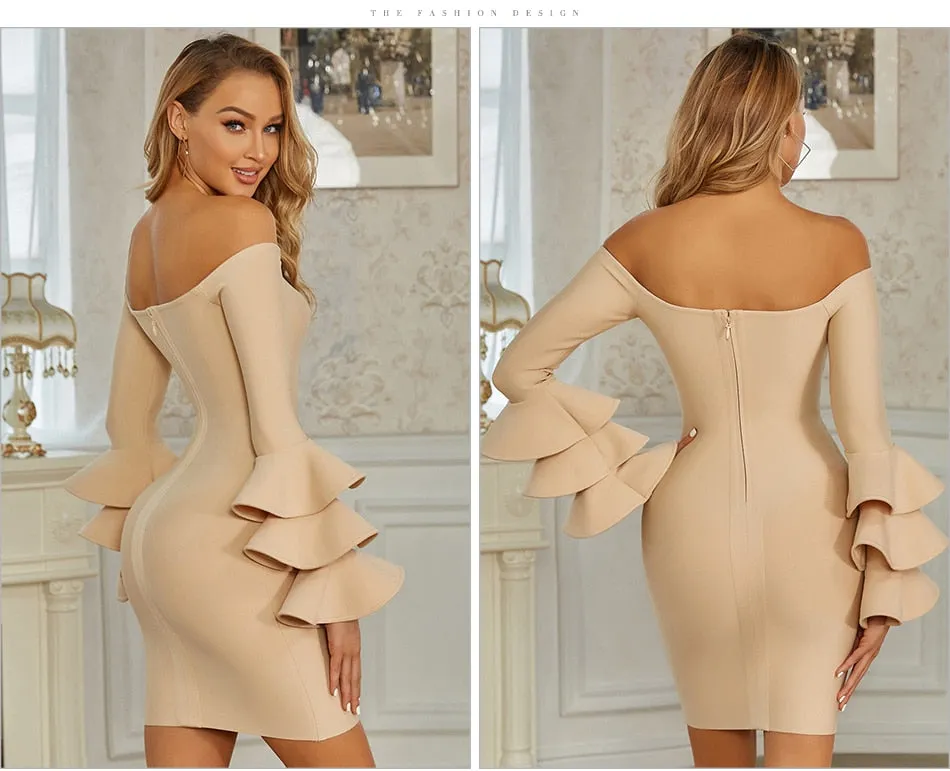 New Summer Butterfly Long Sleeve Bandage Dress