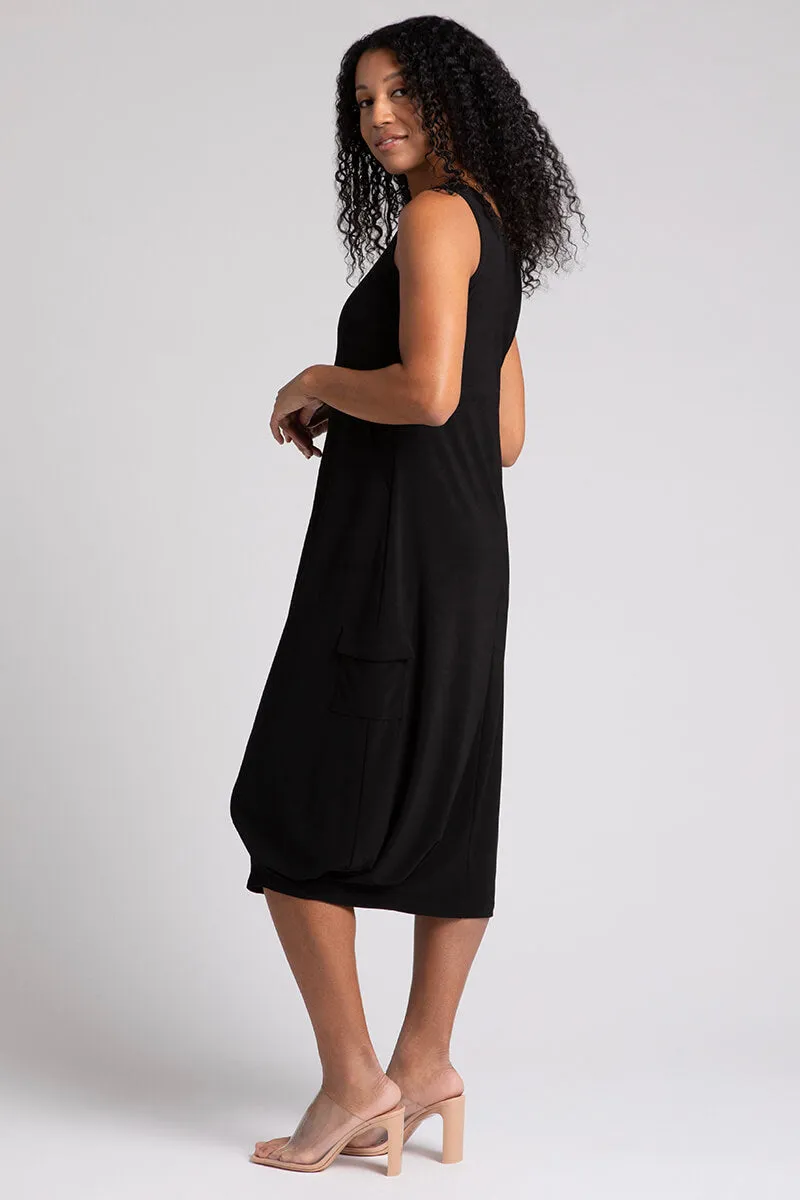 Nu Pleat Hem Tank Dress | Black