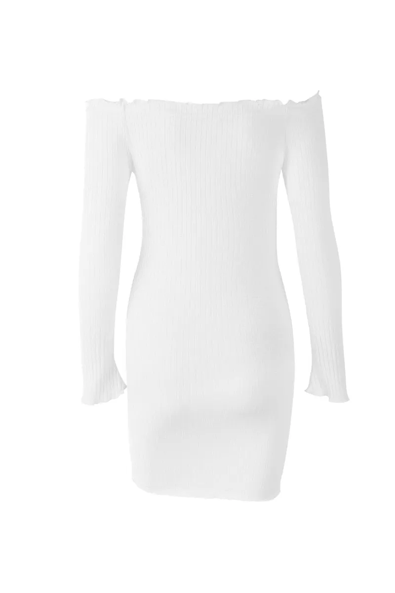 Off Shoulder Long Sleeve Sexy Slim Dress