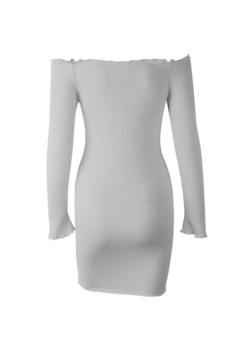 Off Shoulder Long Sleeve Sexy Slim Dress