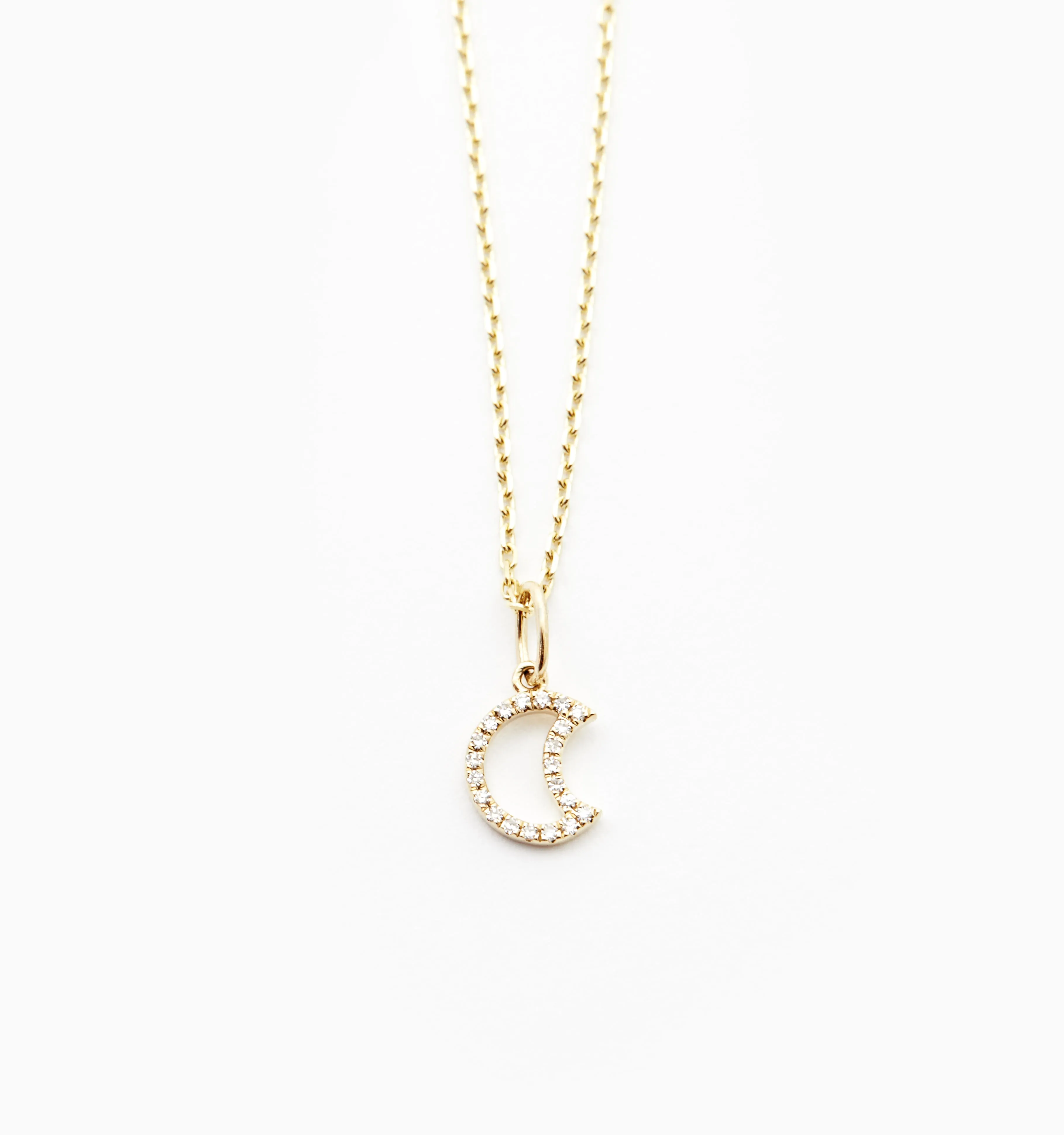 Open Moon Diamond Necklace