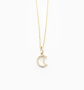 Open Moon Diamond Necklace