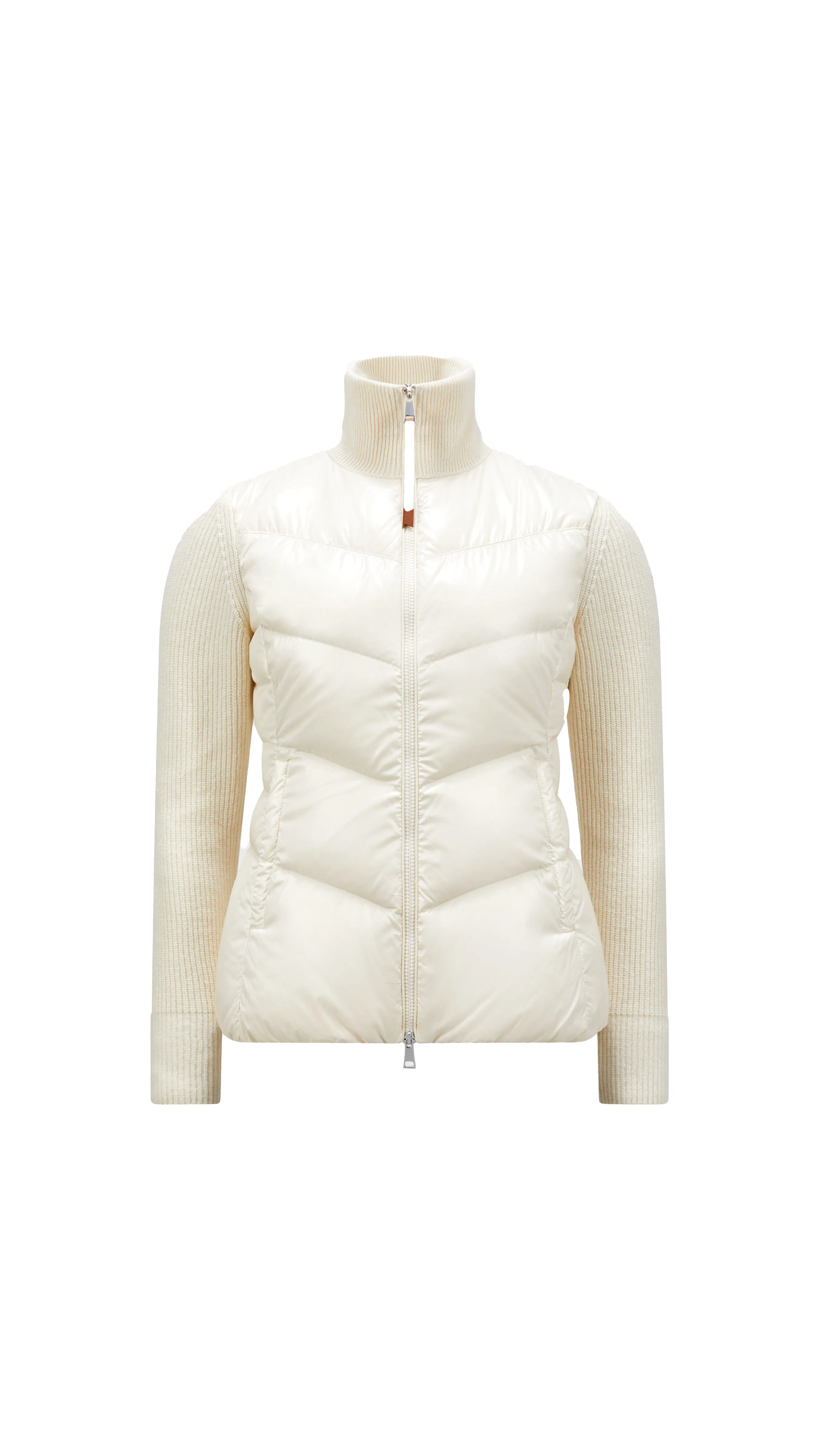 Padded Wool Zip-up Cardigan - White