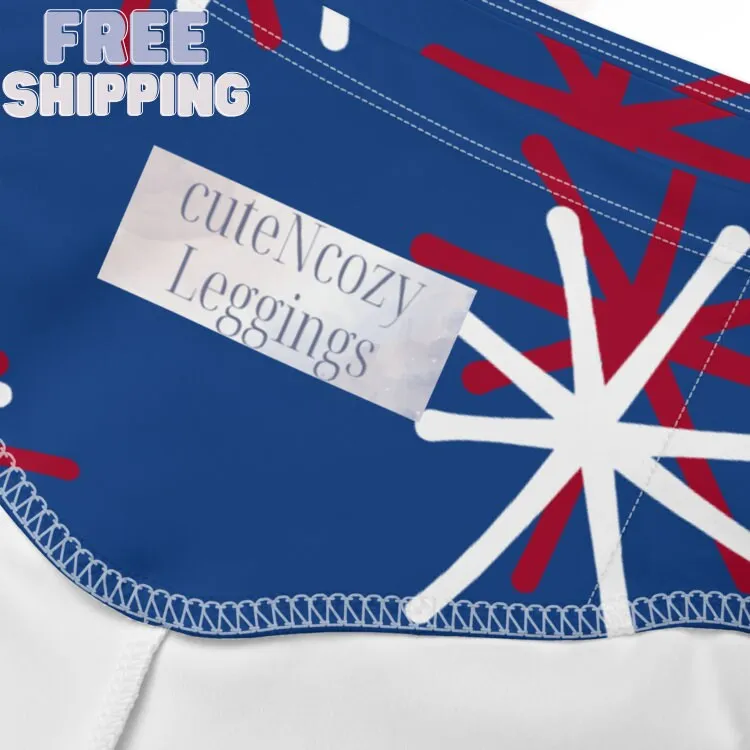 Patriotic Long Blue Yoga Shorts