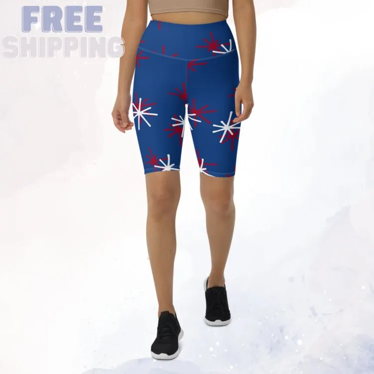 Patriotic Long Blue Yoga Shorts