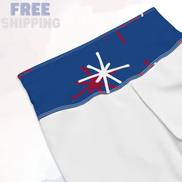 Patriotic Long Blue Yoga Shorts