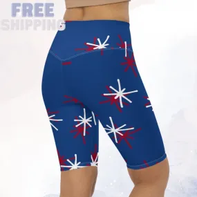 Patriotic Long Blue Yoga Shorts