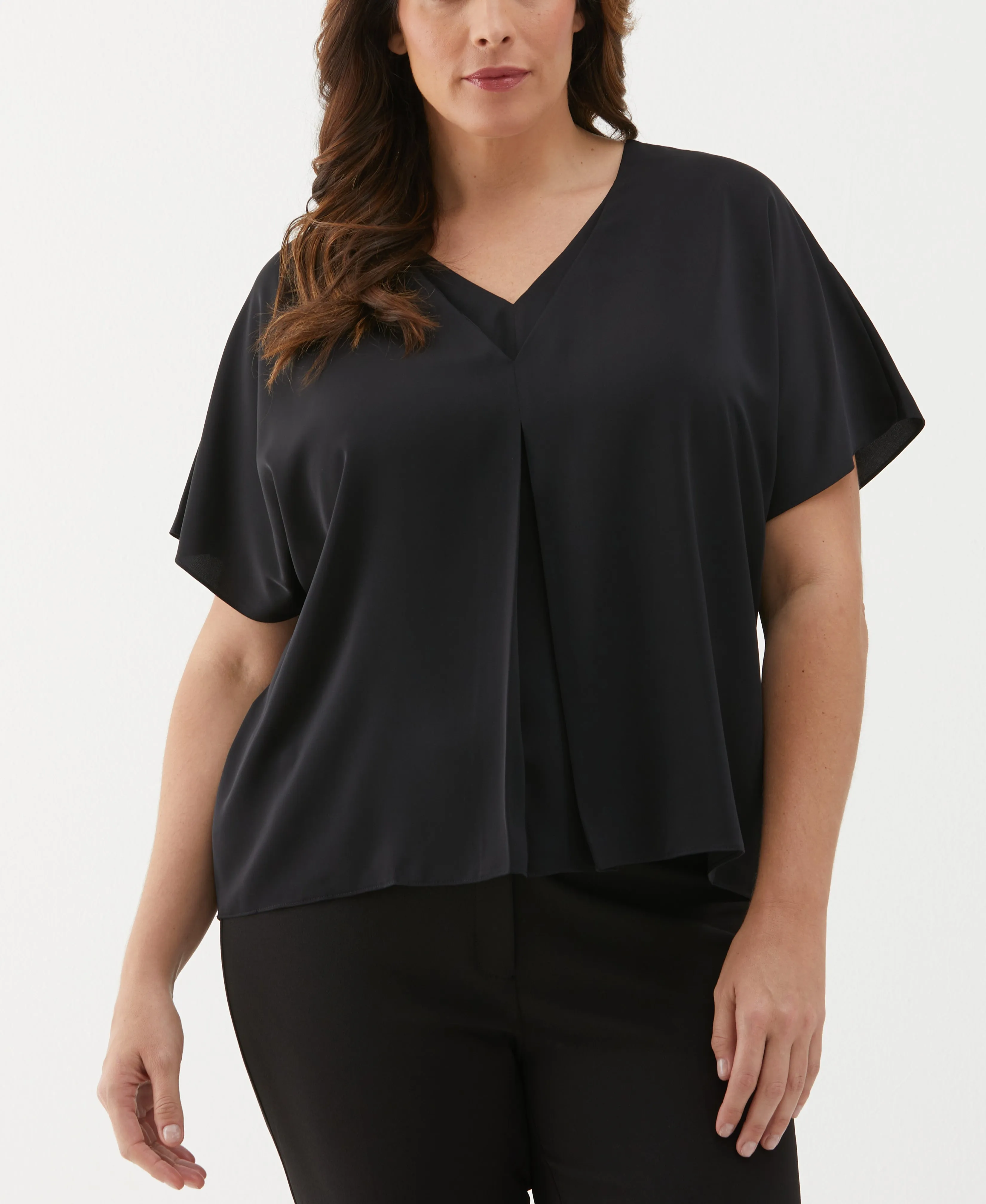 Plus Size Layered Dolman Sleeve Blouse