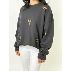 Poppy Ultra Chic Ink Sweatshirt - Glossy Cheetah Print Hearts