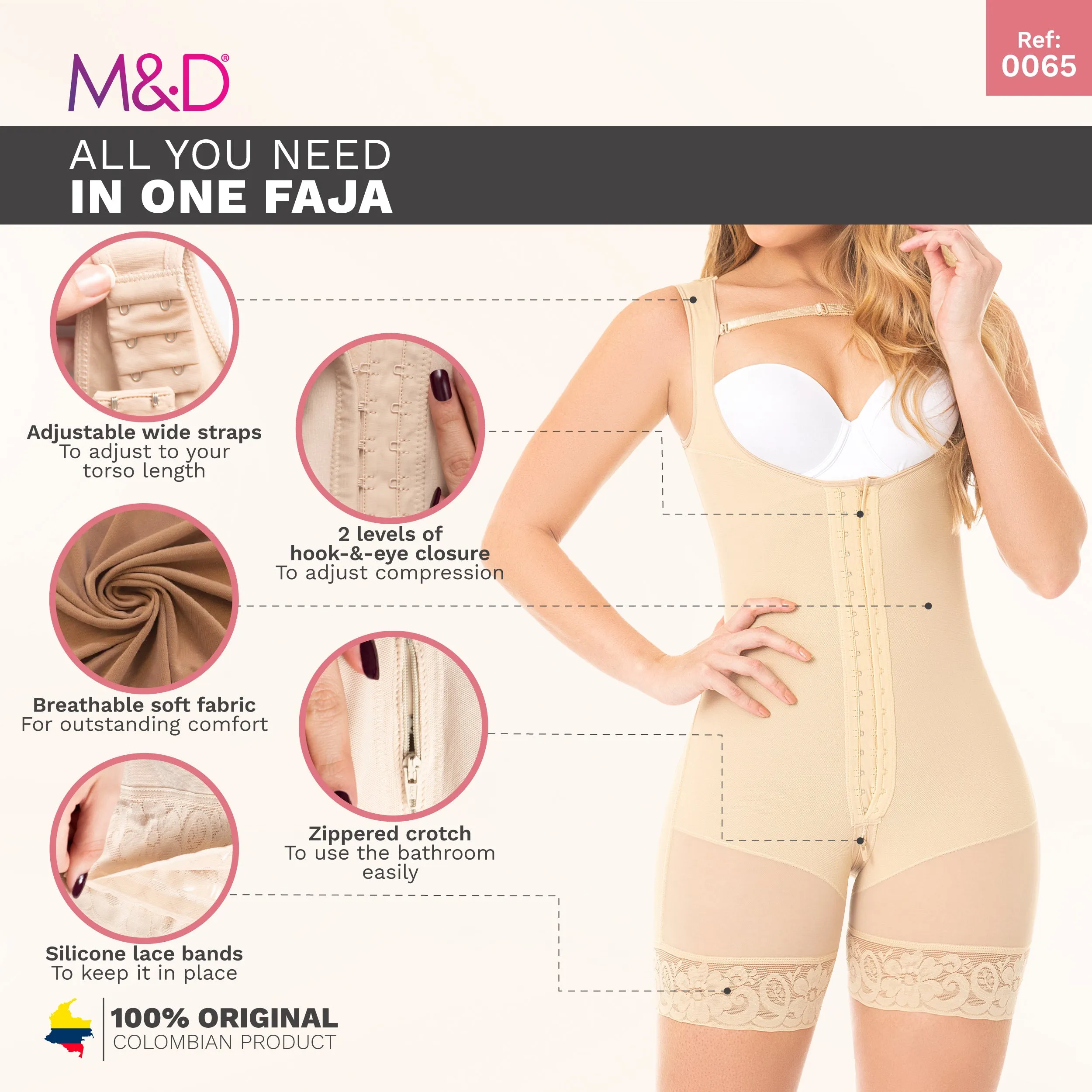 Post-Surgery Tummy Tuck and Postpartum Natural-Birth Faja Bodysuit Medium to High Compression and Innovative Design for Optimal Recovery MYD 0065