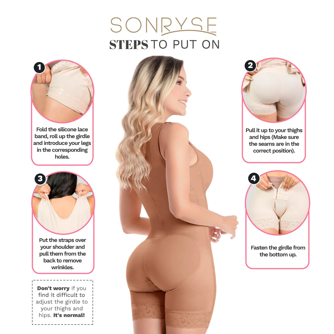 Postpartum C-Section and Post-Surgery BBL Support with Built-in Bra, High Back & Medium Compression Fajas Sonryse 053ZL