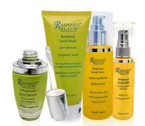 RADIANT GLOW  - Vegan Acne (Pimple Cure) - Best Acne Spot treatment Solutions  Clear Skin System Starter Kit