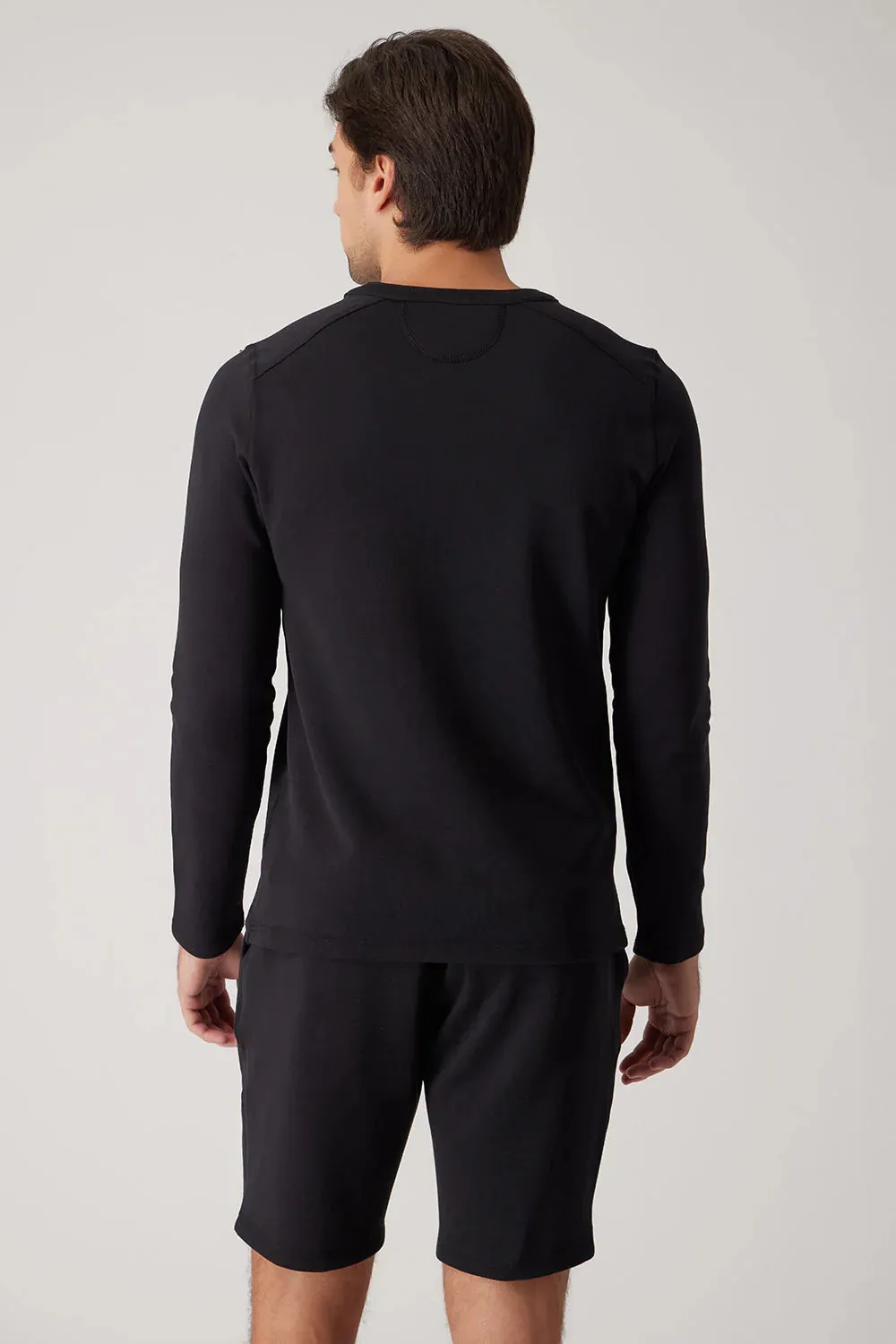 Raffi The Benjamin Long Sleeve Terry Venley Sweatshirt - Black