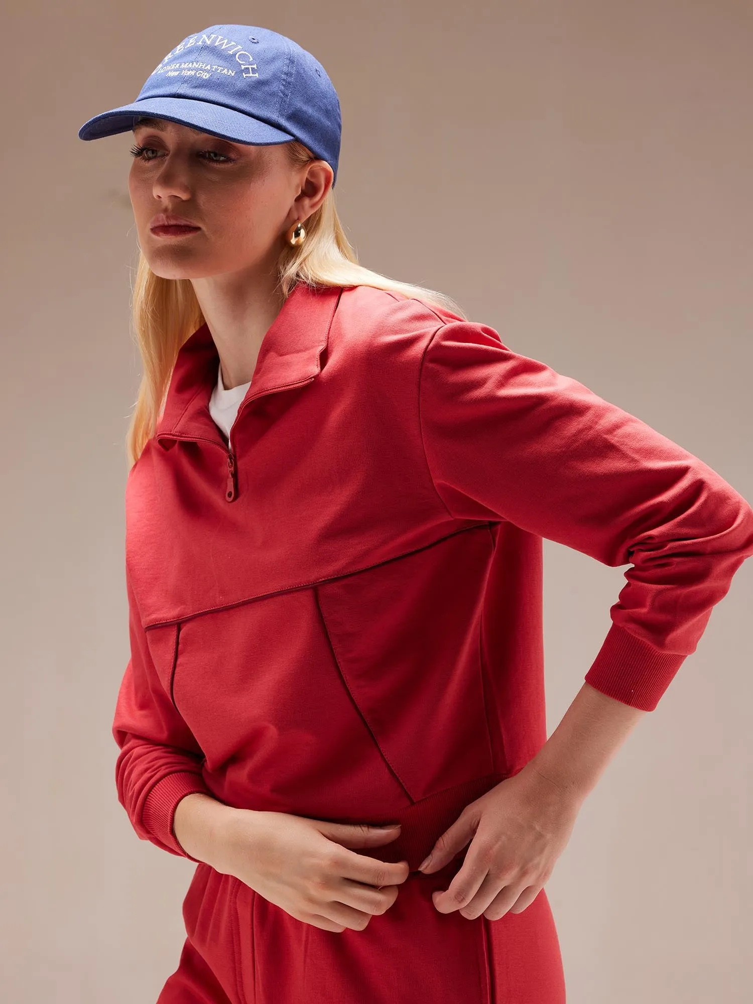 Red Urban Q-zip Sweatshirt