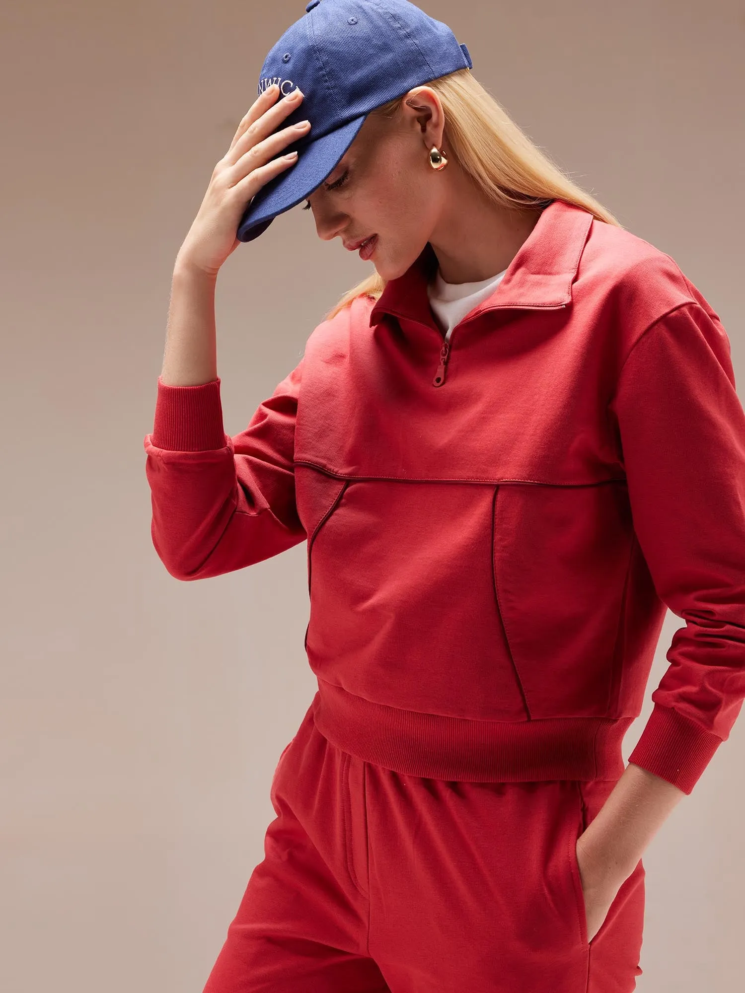 Red Urban Q-zip Sweatshirt