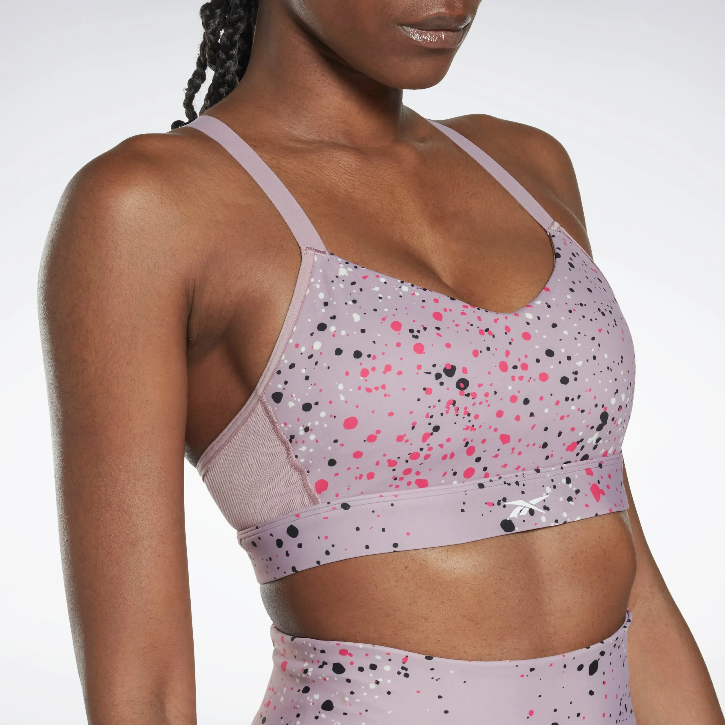 Reebok Apparel Women Lux Multi-Colored Speckle Strappy Bra Inflil