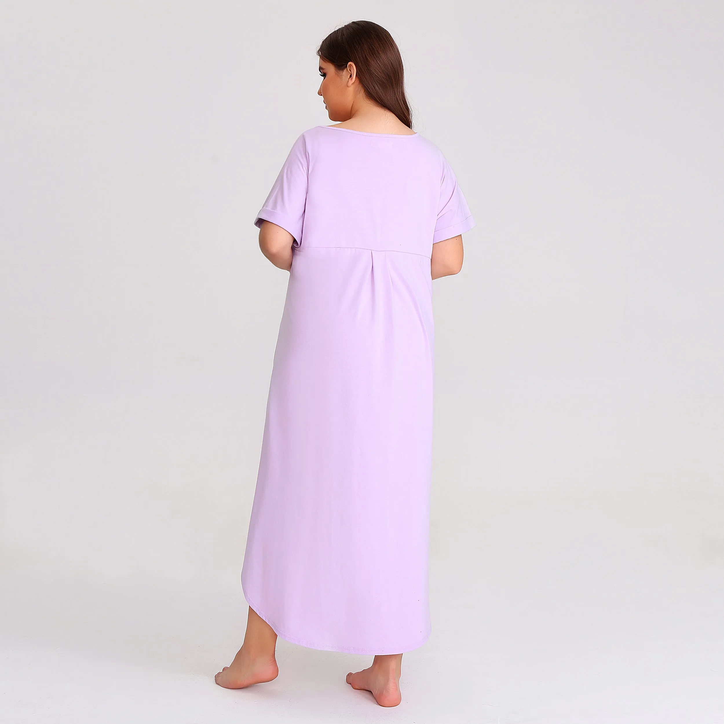 RH Shortsleeve Plus size Nightgown Womens V-Neck Sleepwear Lounge Shirt Pajama Dress PRHW2895