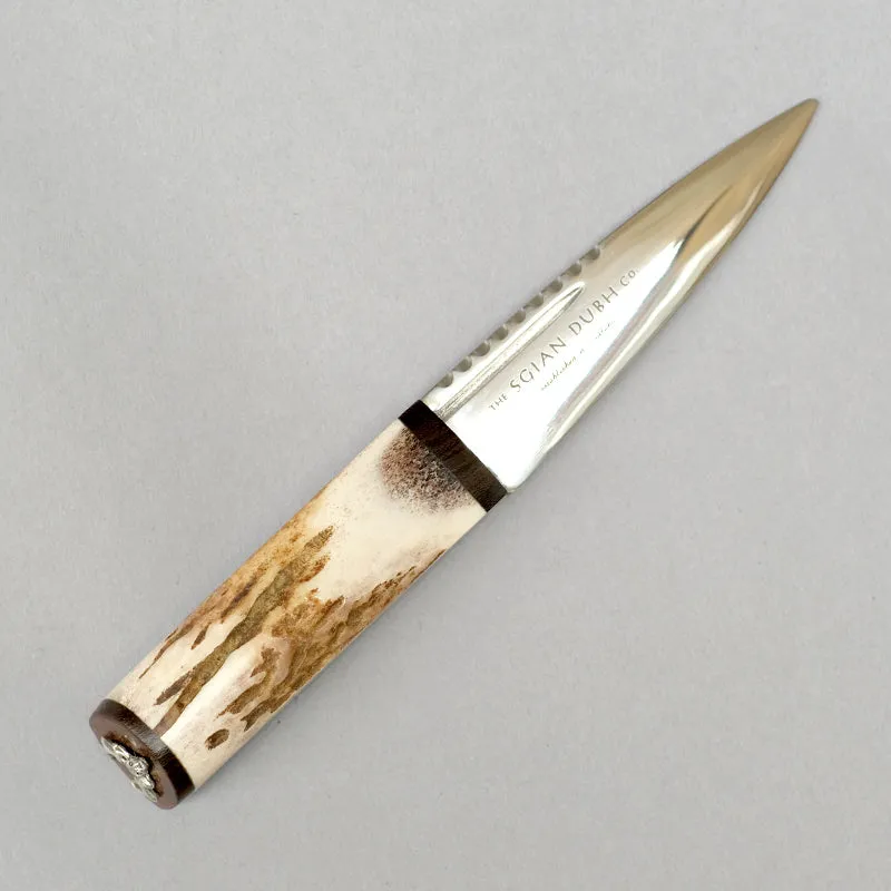 Sgian Dubh with Stag horn Handle finished with Stag head mount