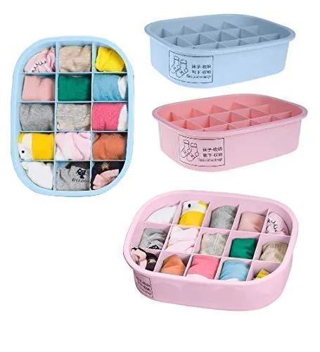 Stackable 15 Grid plastic innerwear undergarment socks storage organizer box