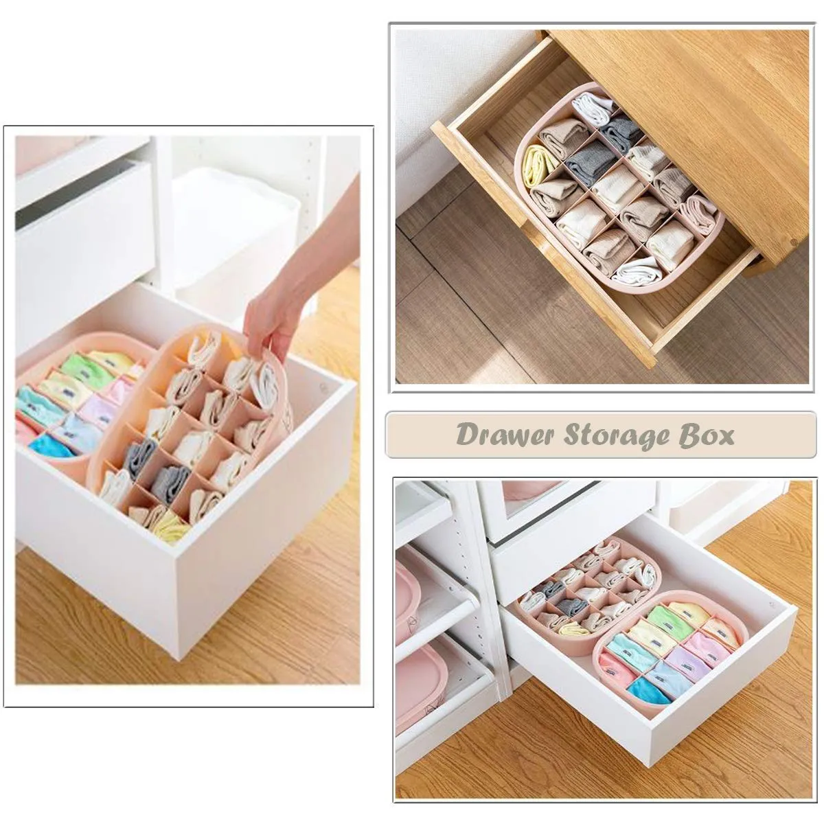 Stackable 15 Grid plastic innerwear undergarment socks storage organizer box