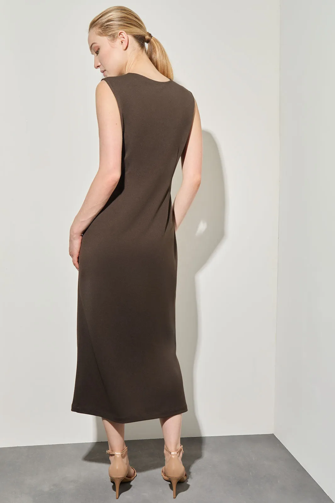 Stretch Deco Crepe Sheath Midi Dress