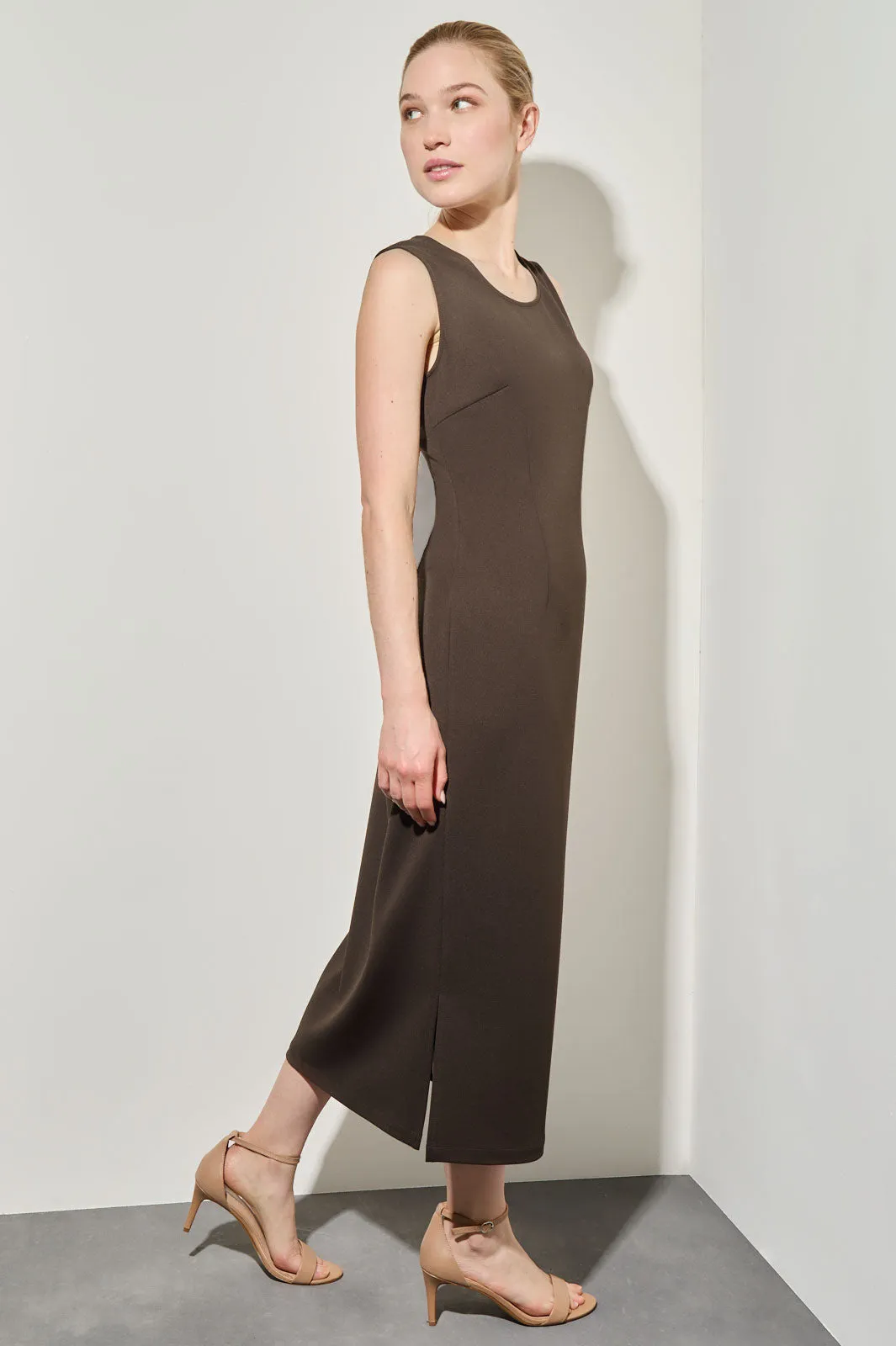 Stretch Deco Crepe Sheath Midi Dress