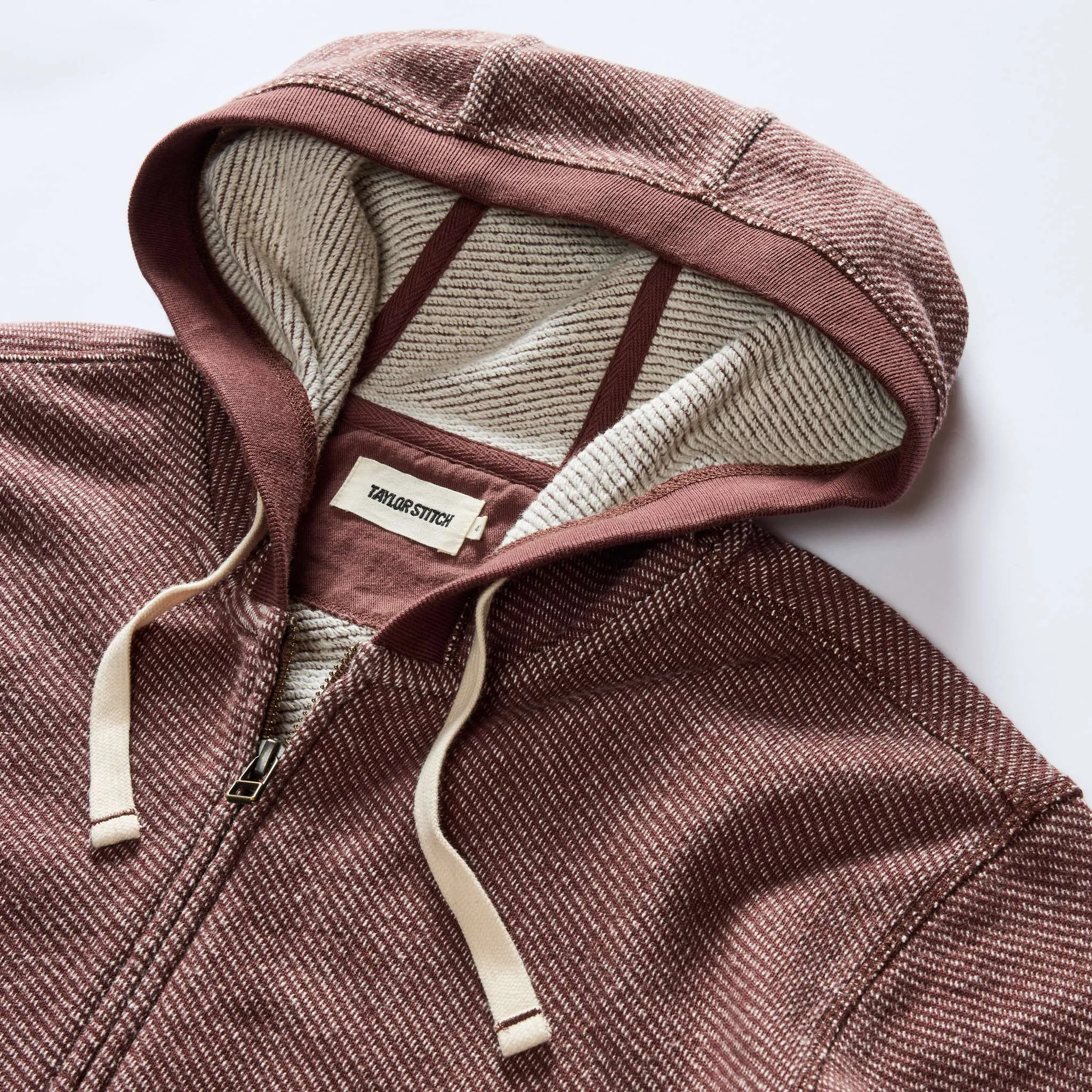 The Apres Zip Hoodie in Merlot French Terry Twill