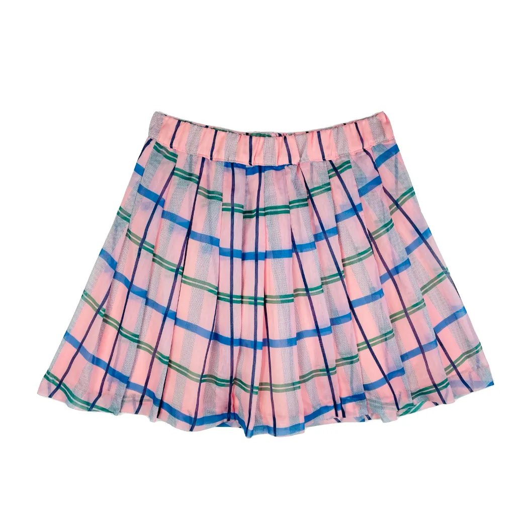 The Classic Pleated Tennis Skirt - Pink & Blue Plaid