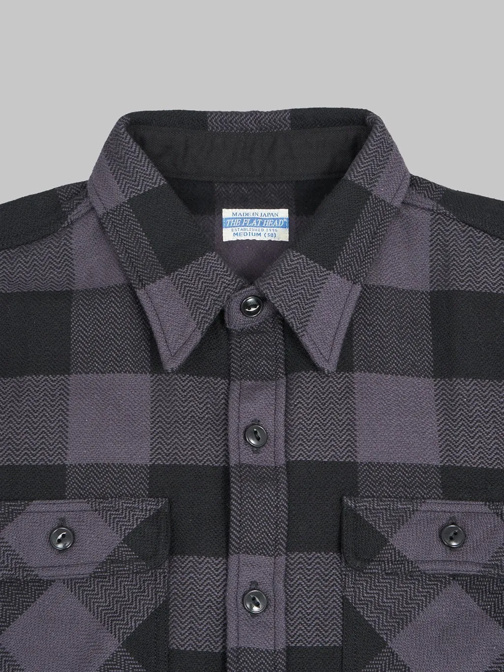 The Flat Head Block Check Flannel Shirt Grey/Black