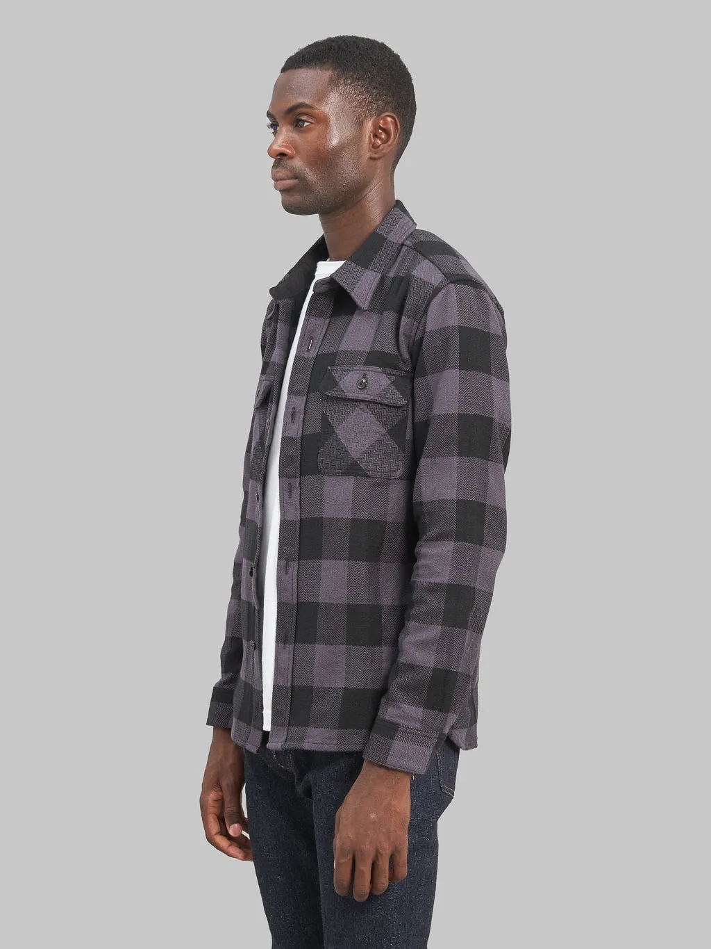 The Flat Head Block Check Flannel Shirt Grey/Black