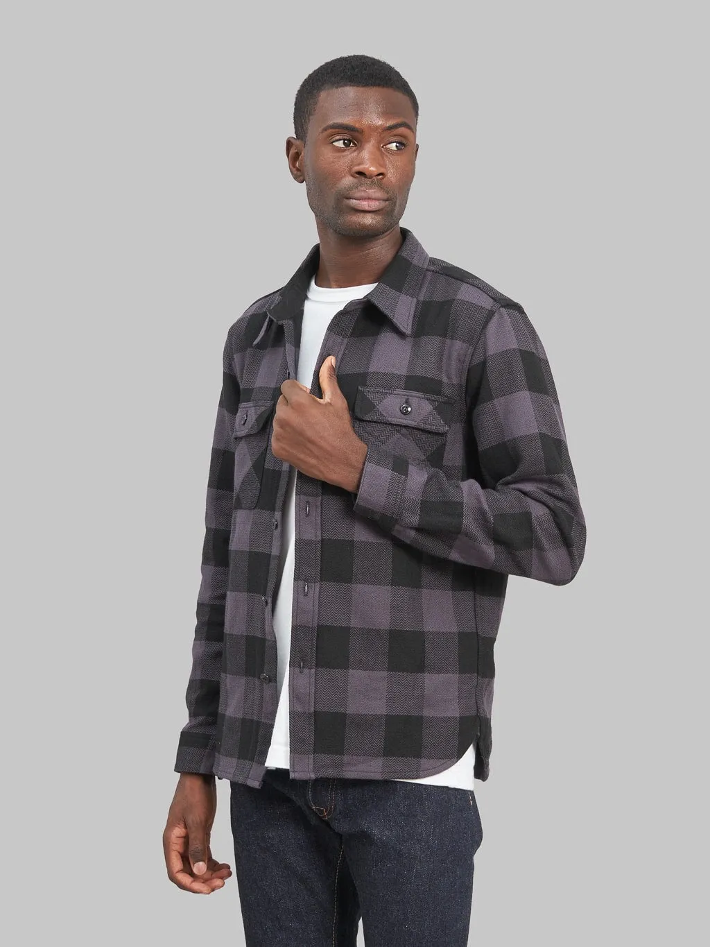 The Flat Head Block Check Flannel Shirt Grey/Black