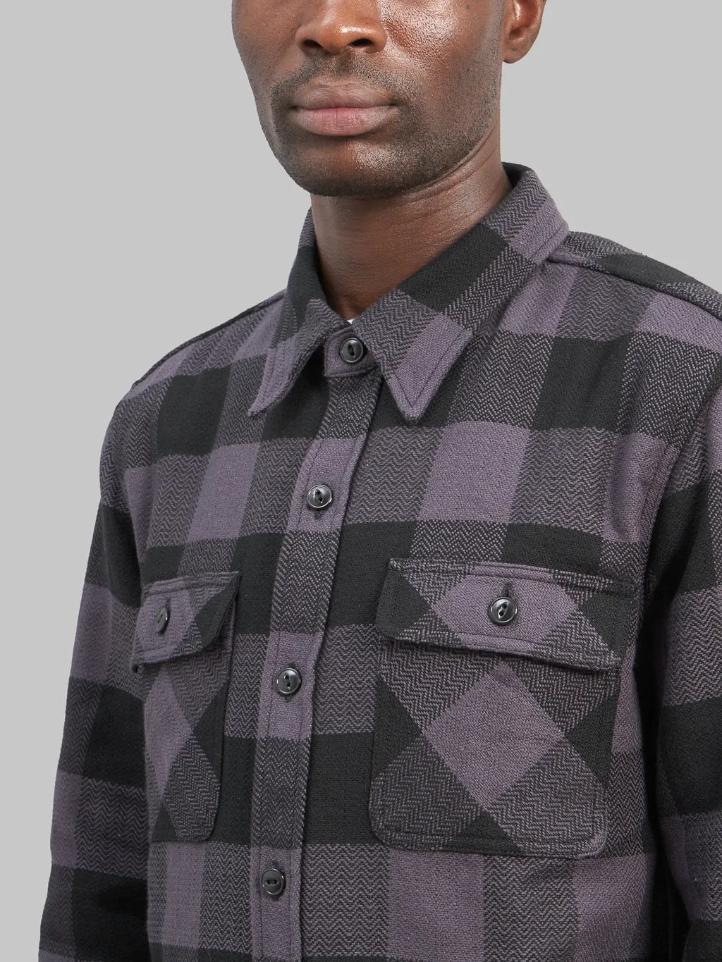 The Flat Head Block Check Flannel Shirt Grey/Black