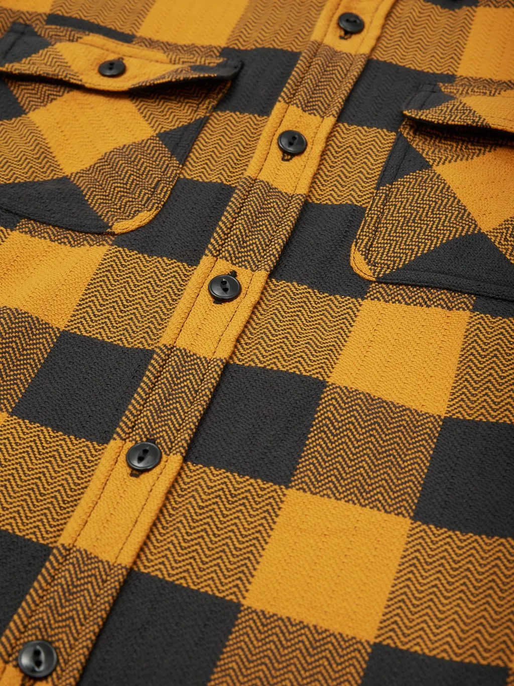 The Flat Head Block Check Flannel Shirt Orange/Charcoal