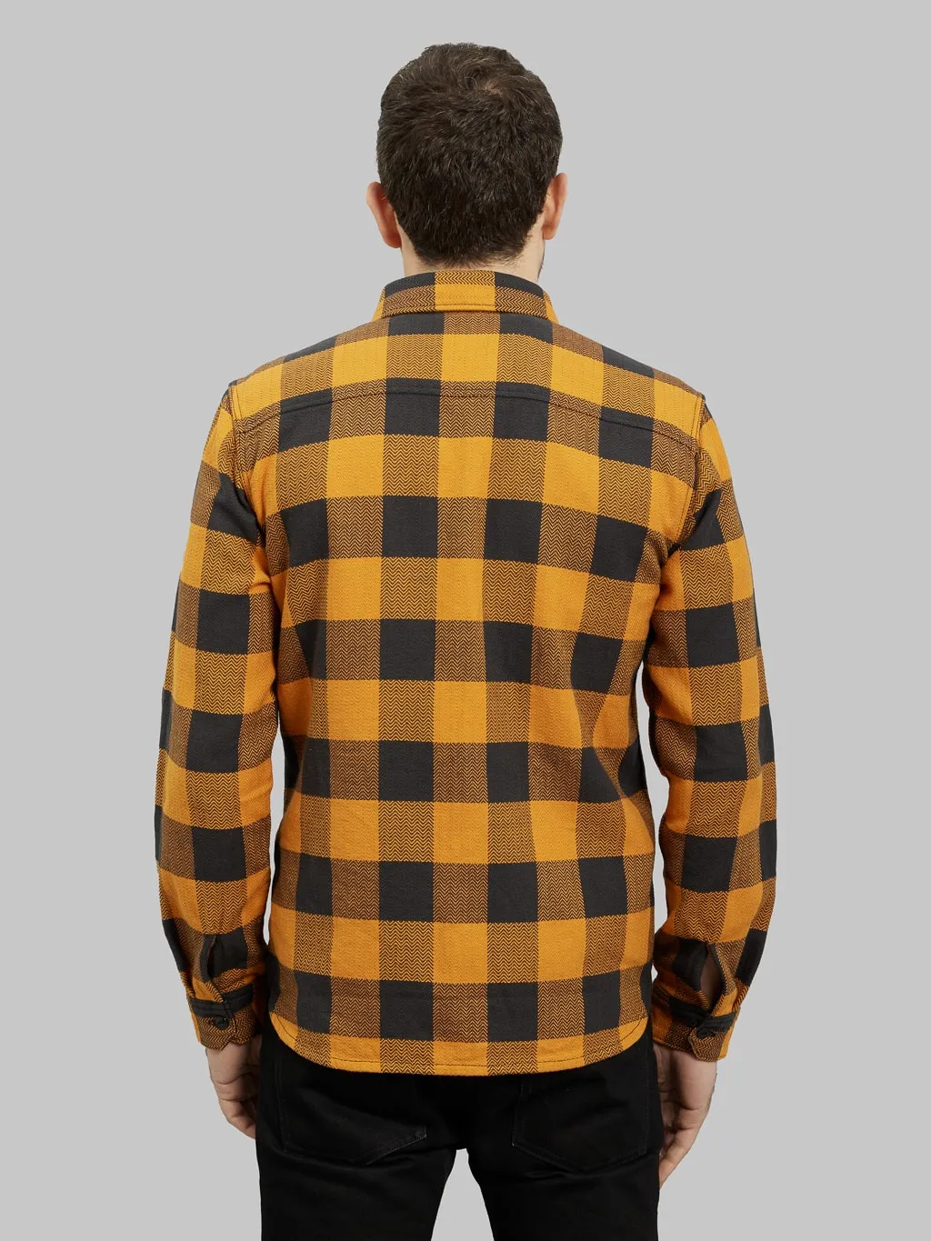 The Flat Head Block Check Flannel Shirt Orange/Charcoal