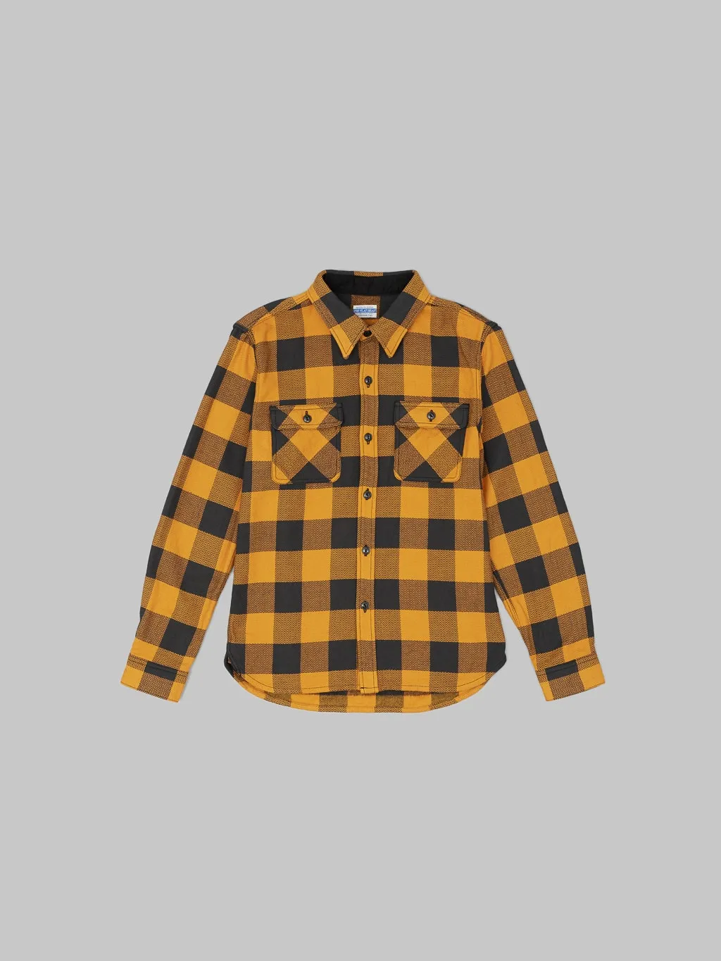 The Flat Head Block Check Flannel Shirt Orange/Charcoal