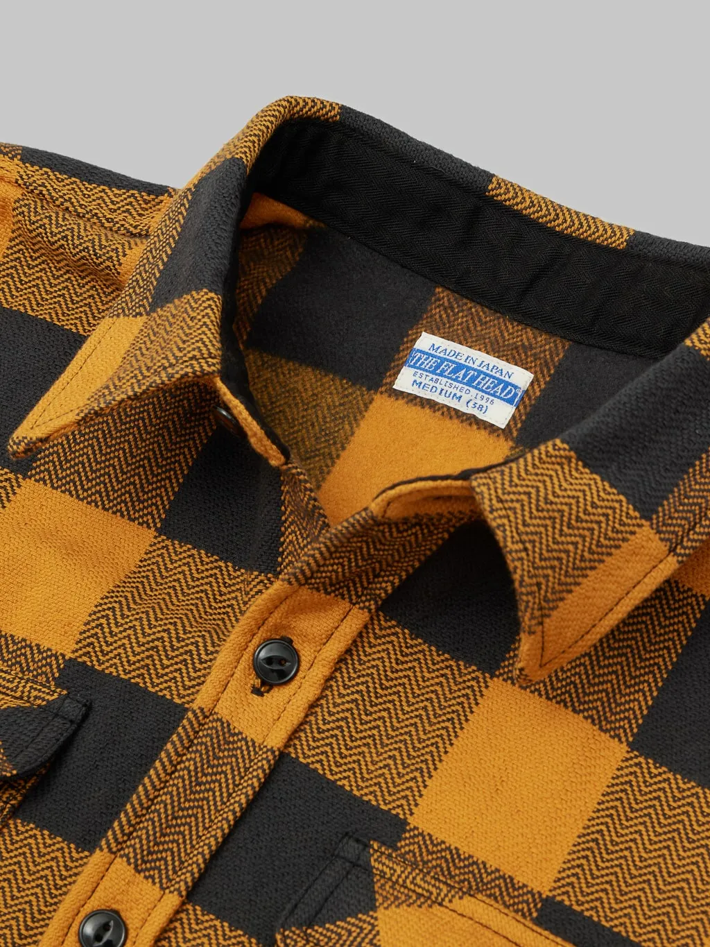 The Flat Head Block Check Flannel Shirt Orange/Charcoal