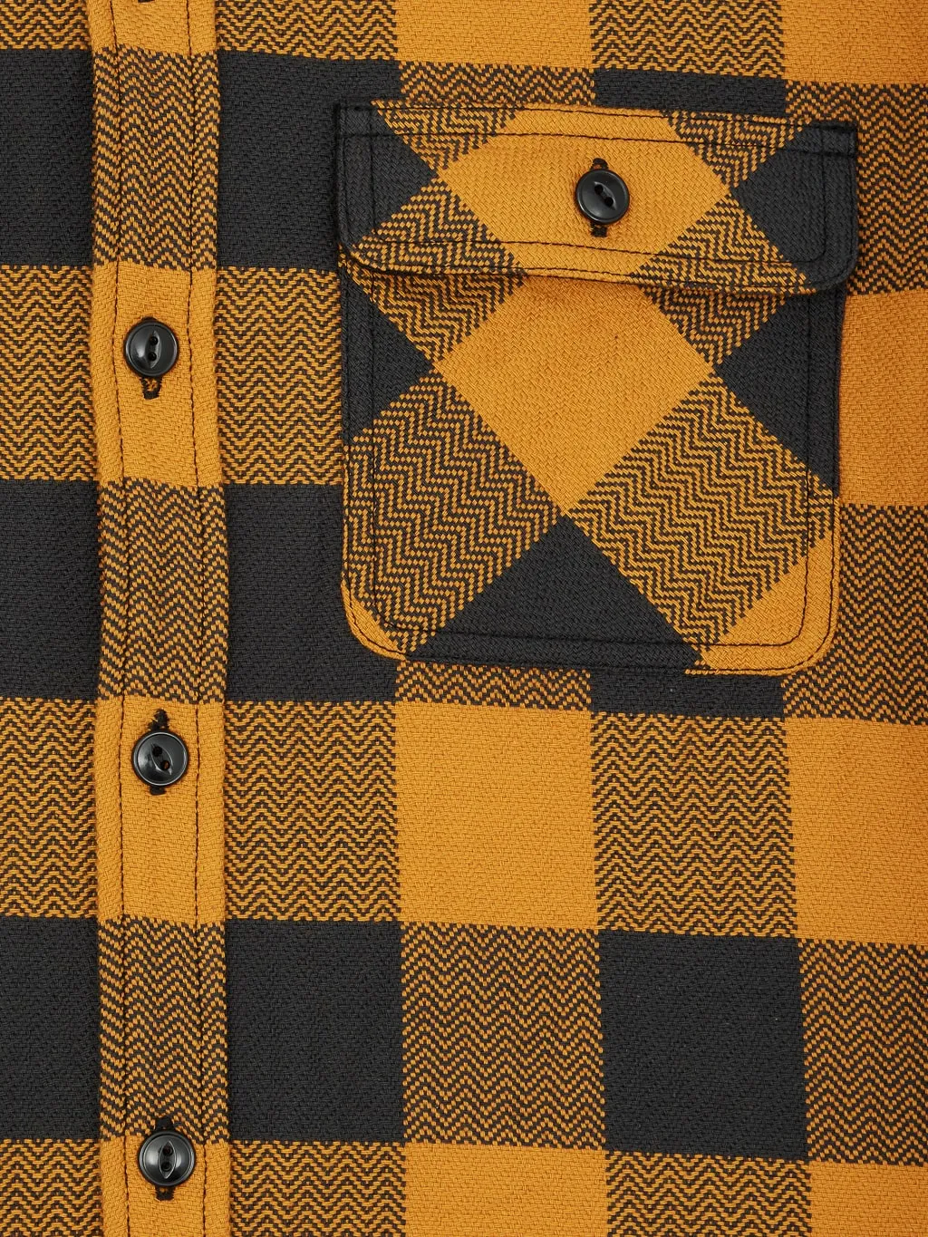 The Flat Head Block Check Flannel Shirt Orange/Charcoal