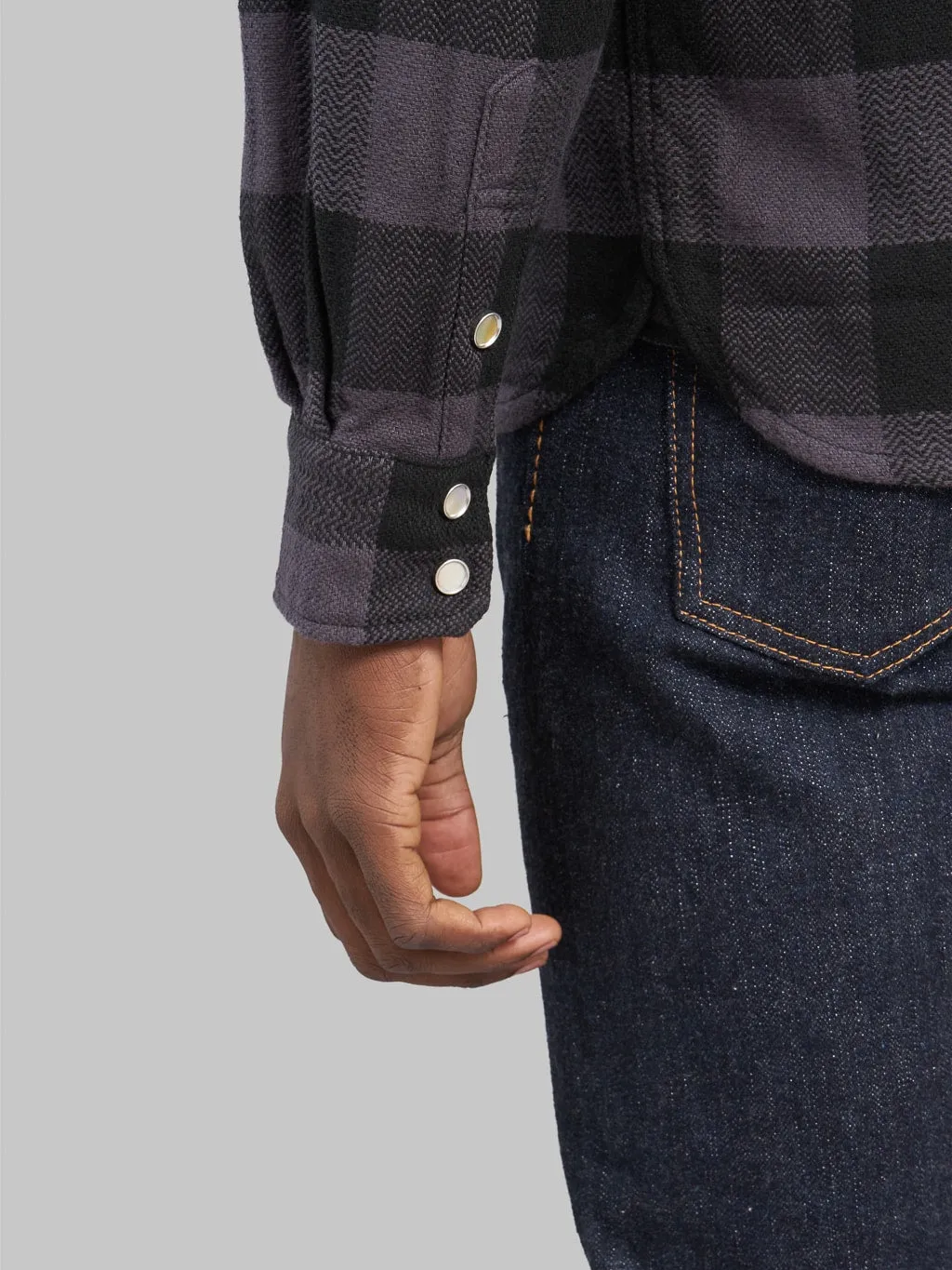 The Flat Head Block Check Flannel Western Shirt Grey/Black