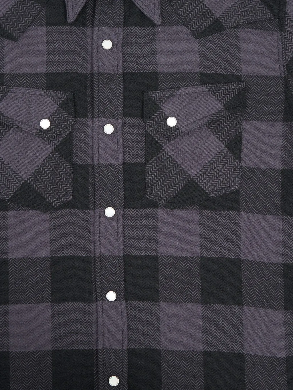 The Flat Head Block Check Flannel Western Shirt Grey/Black