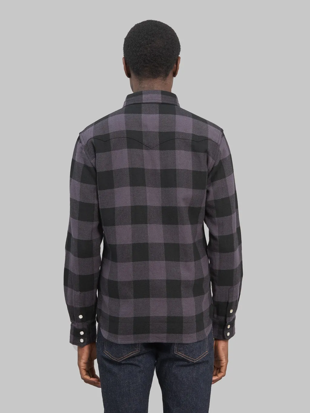 The Flat Head Block Check Flannel Western Shirt Grey/Black